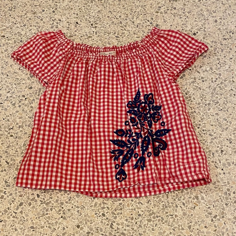 Zara red and White plaid top